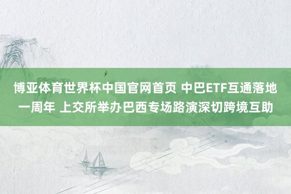 博亚体育世界杯中国官网首页 中巴ETF互通落地一周年 上交所举办巴西专场路演深切跨境互助