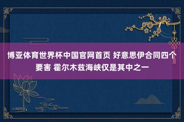 博亚体育世界杯中国官网首页 好意思伊合同四个要害 霍尔木兹海峡仅是其中之一