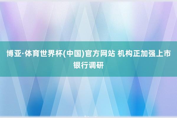 博亚·体育世界杯(中国)官方网站 机构正加强上市银行调研