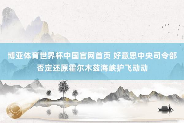 博亚体育世界杯中国官网首页 好意思中央司令部否定还原霍尔木兹海峡护飞动动