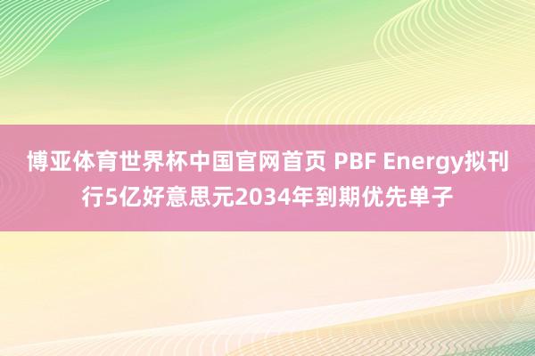 博亚体育世界杯中国官网首页 PBF Energy拟刊行5亿好意思元2034年到期优先单子