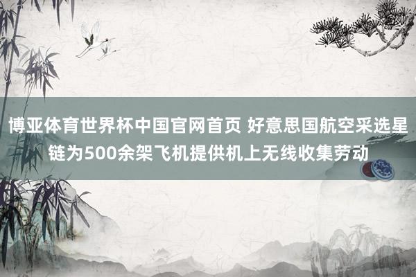 博亚体育世界杯中国官网首页 好意思国航空采选星链为500余架飞机提供机上无线收集劳动