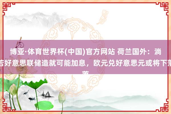 博亚·体育世界杯(中国)官方网站 荷兰国外：淌若好意思联储造就可能加息，欧元兑好意思元或将下落