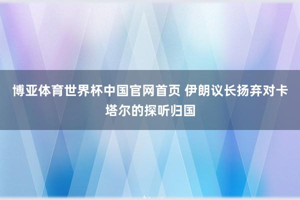 博亚体育世界杯中国官网首页 伊朗议长扬弃对卡塔尔的探听归国