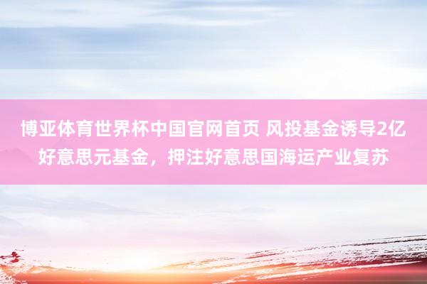 博亚体育世界杯中国官网首页 风投基金诱导2亿好意思元基金，押注好意思国海运产业复苏