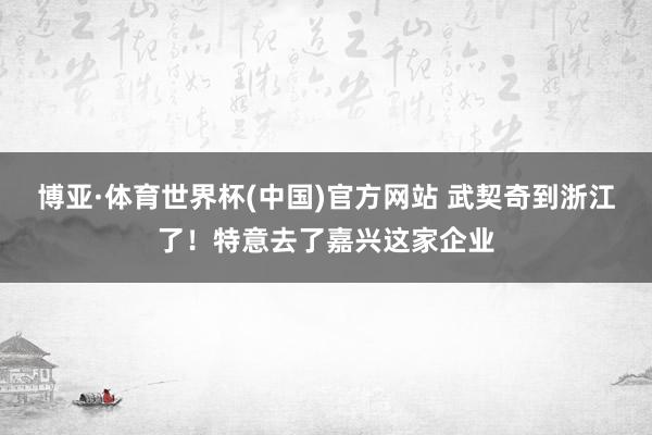 博亚·体育世界杯(中国)官方网站 武契奇到浙江了!特意去了嘉兴这家企业