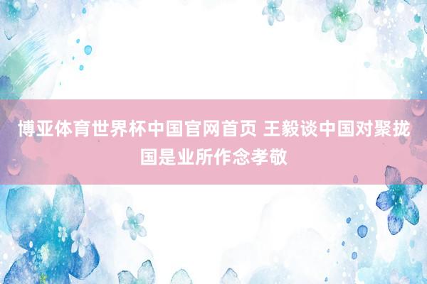 博亚体育世界杯中国官网首页 王毅谈中国对聚拢国是业所作念孝敬