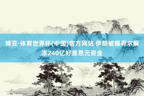 博亚·体育世界杯(中国)官方网站 伊朗被曝寻求解冻240亿好意思元资金