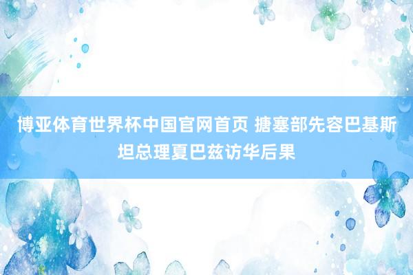 博亚体育世界杯中国官网首页 搪塞部先容巴基斯坦总理夏巴兹访华后果
