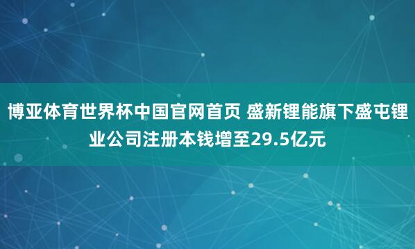 博亚体育世界杯中国官网首页 盛新锂能旗下盛屯锂业公司注册本钱增至29.5亿元