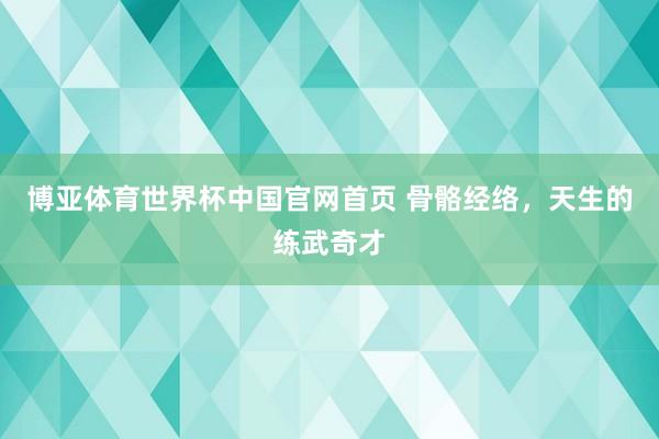 博亚体育世界杯中国官网首页 骨骼经络，天生的练武奇才