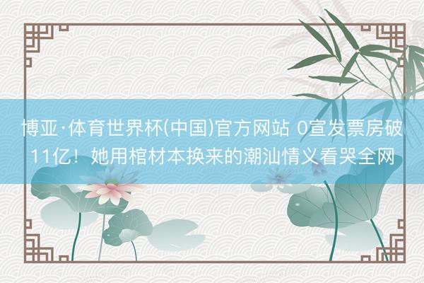 博亚·体育世界杯(中国)官方网站 0宣发票房破11亿!她用棺材本换来的潮汕情义看哭全网