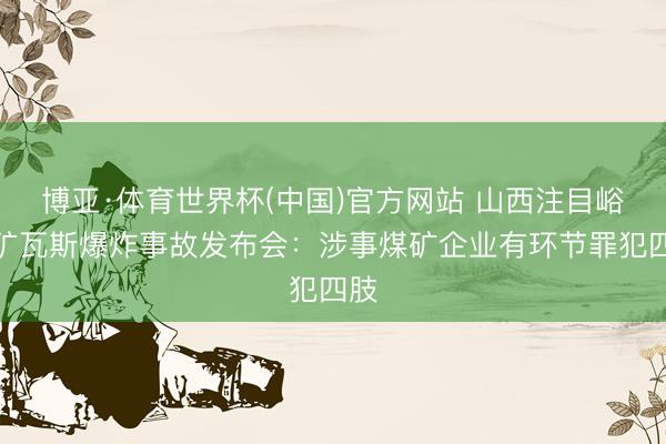 博亚·体育世界杯(中国)官方网站 山西注目峪煤矿瓦斯爆炸事故发布会：涉事煤矿企业有环节罪犯四肢