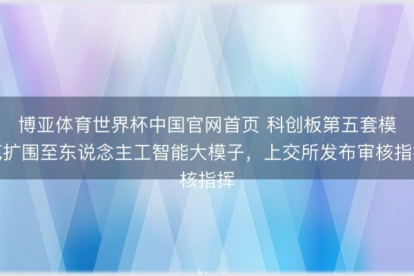 博亚体育世界杯中国官网首页 科创板第五套模范扩围至东说念主工智能大模子，上交所发布审核指挥