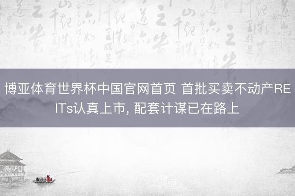 博亚体育世界杯中国官网首页 首批买卖不动产REITs认真上市, 配套计谋已在路上